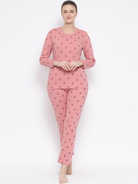 

Kanvin Women Pink Printed Night Suit