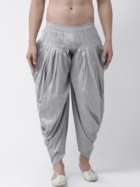 

I Know Men Silver-Coloured Solid Dupion Silk Dhoti Pants
