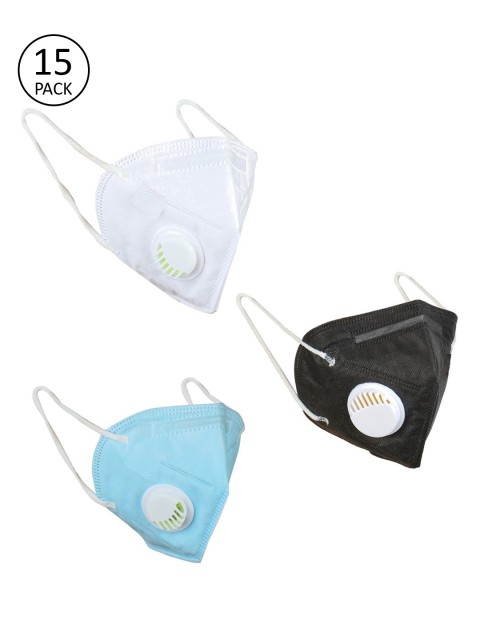 

OOMPH Unisex 20 Pcs Anti-Pollution 5-Layer Reusable Valved KN95 Masks, White