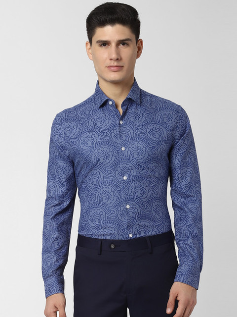 

Peter England Elite Men Blue Regular Fit Printed Formal Shirt