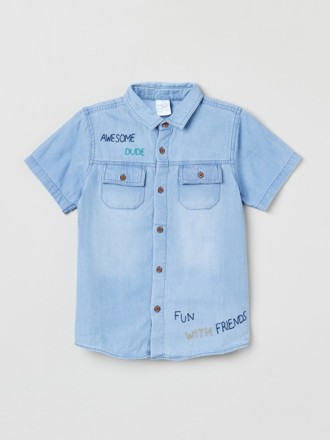 

max Boys Blue Regular Fit Faded Casual Shirt