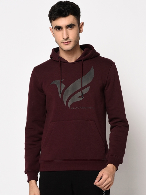 

Blackberrys Men Coffee Brown & Black Printed Hooded Sweatshirt