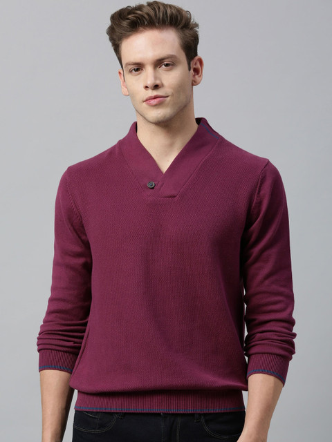 

RARE RABBIT Men Pink Solid Pullover Sweater