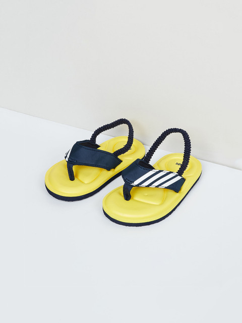 

max Boys Navy Blue & Yellow Colourblocked Thong Flip-Flops