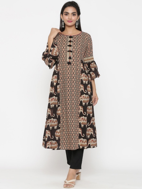 

RANGMAYEE Women Brown & Black Printed Kurta with Trousers