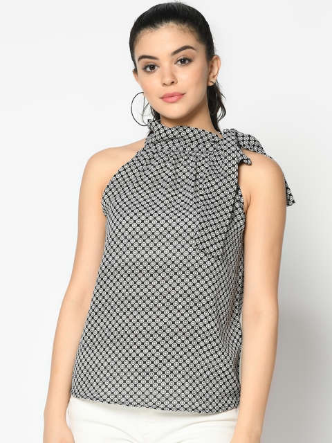 

SQew Women Black & White Printed Top
