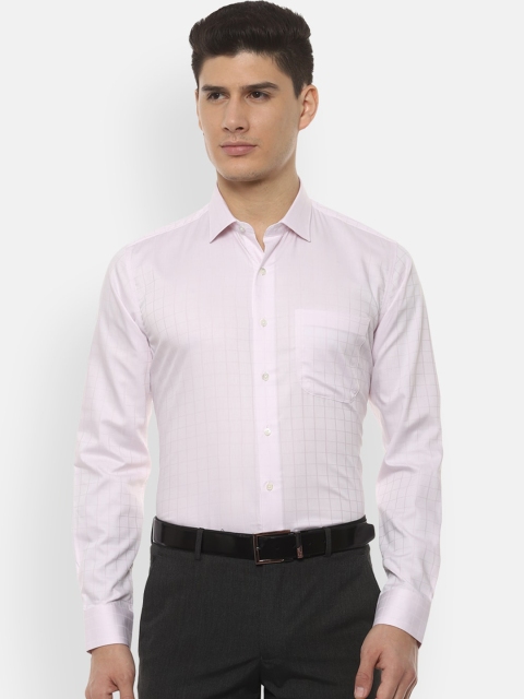 Van Heusen Men Pink Slim Fit Checked Formal Shirt