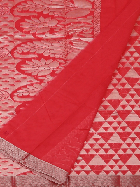 

Pothys Pink & Off-White Silk Cotton Woven Design Saree