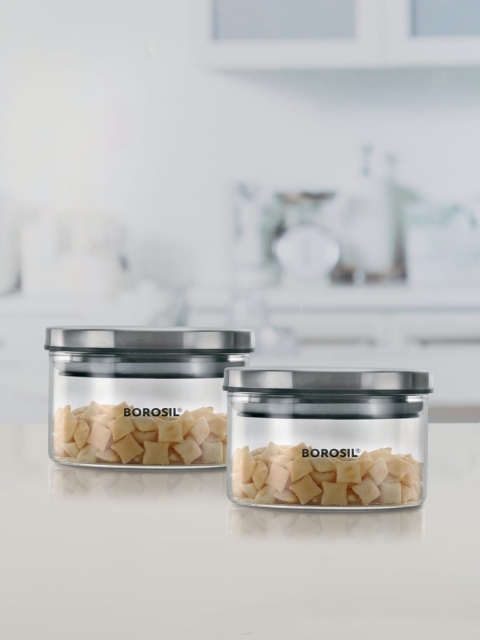 

BOROSIL Set of 6 Transparent Borosilicate Glass Round Jar With Lids