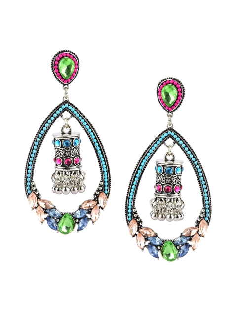 

DESI COLOUR Multicoloured Handcrafted Teardrop Shaped Drop Earrings, Multi