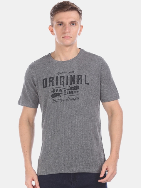 

Cherokee Men Grey & Black Printed Round Neck T-shirt