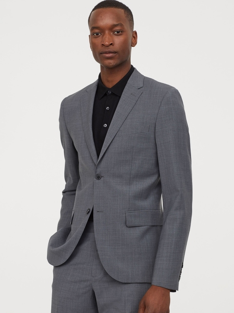 

H&M Women Grey Wool Blend Jacket Slim Fit