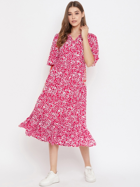 

Femella Women Red Printed A-Line Dress
