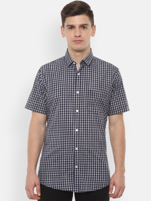 

Van Heusen Sport Men Navy Blue & White Slim Fit Checked Casual Shirt