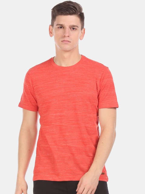 

Cherokee Men Coral Red Solid Round Neck T-shirt