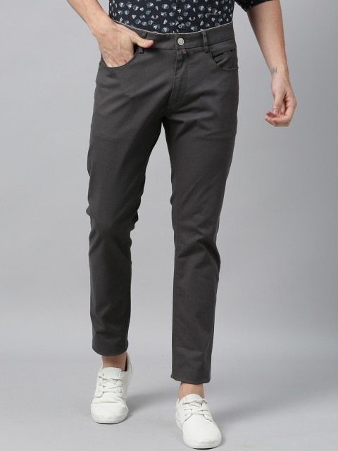

RARE RABBIT Men Grey Regular Fit Solid Trousers