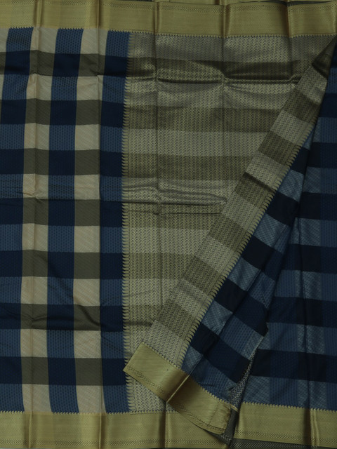 

Pothys Navy Blue & Beige Art Silk Checked Saree