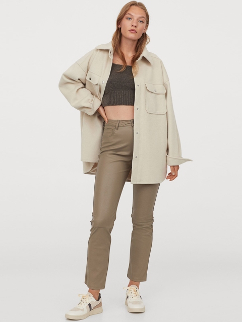

H&M Women Beige Imitation Feather Trousers