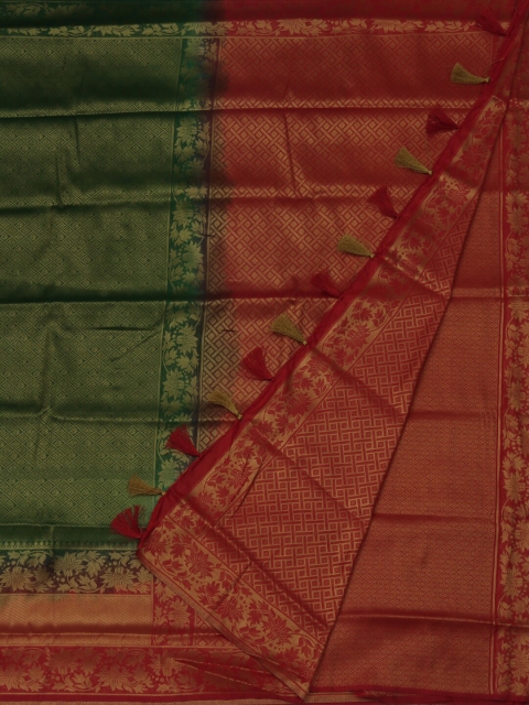 

Pothys Green & Red Jute Silk Woven Design Saree