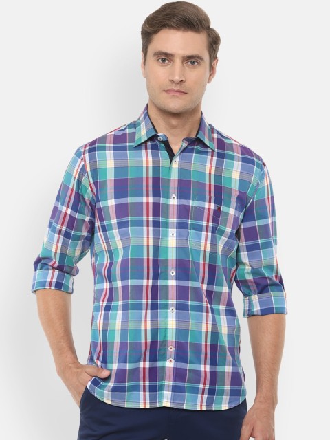 

Louis Philippe Sport Men Blue & White Slim Fit Checked Casual Shirt