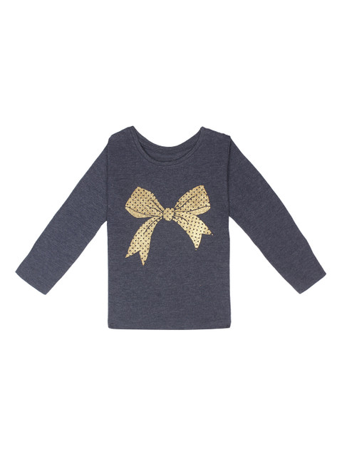 

FLENZA Girls Navy Blue Printed Round Neck T-shirt