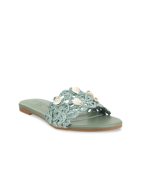 

STEPpings Women Green Embellished Open Toe Flats