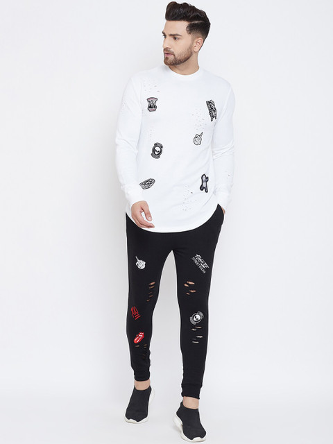 

FUGAZEE Men White & Black Solid Tracksuit