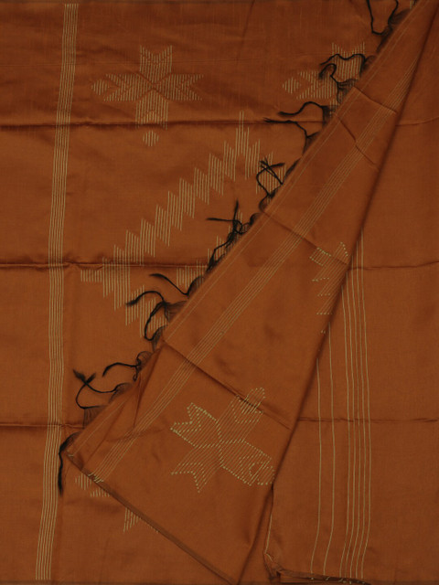 

Pothys Mustard & Brown Jute Silk Woven Design Saree