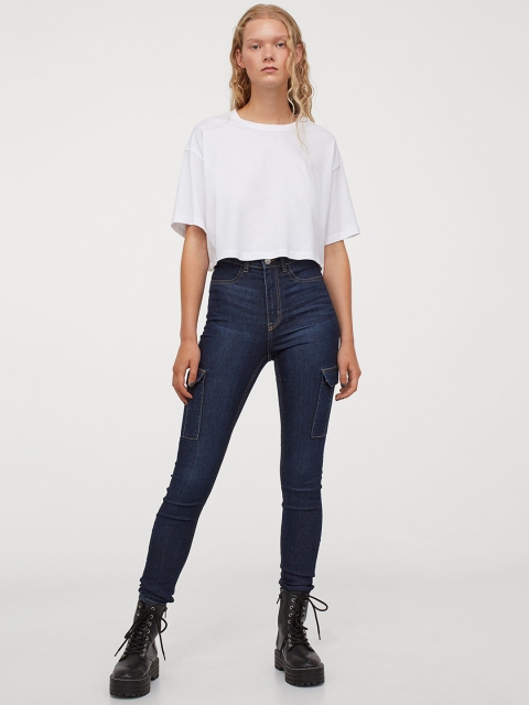 

H&M Women Blue Skinny High Cargo Jeans
