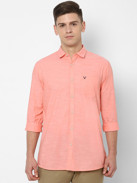 

Solly Jeans Co. Men Peach-Coloured Regular Fit Solid Casual Shirt