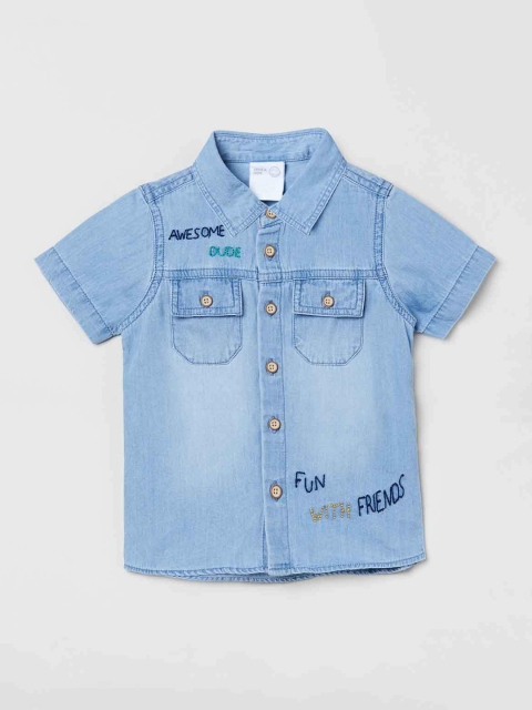 

max Boys Blue & Green Regular Fit Solid Casual Shirt