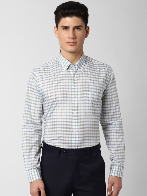 

Peter England Elite Men White & Green Regular Fit Checked Formal Shirt