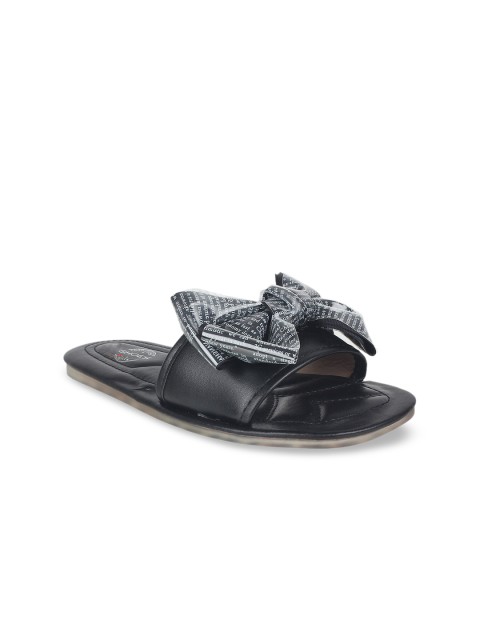 

STEPpings Women Black Self Design Sliders