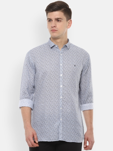 

V Dot Men Blue & Black Slim Fit Printed Casual Shirt