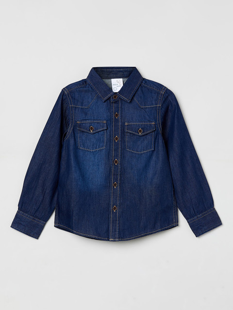 

max Boys Blue Regular Fit Faded Casual Shirt