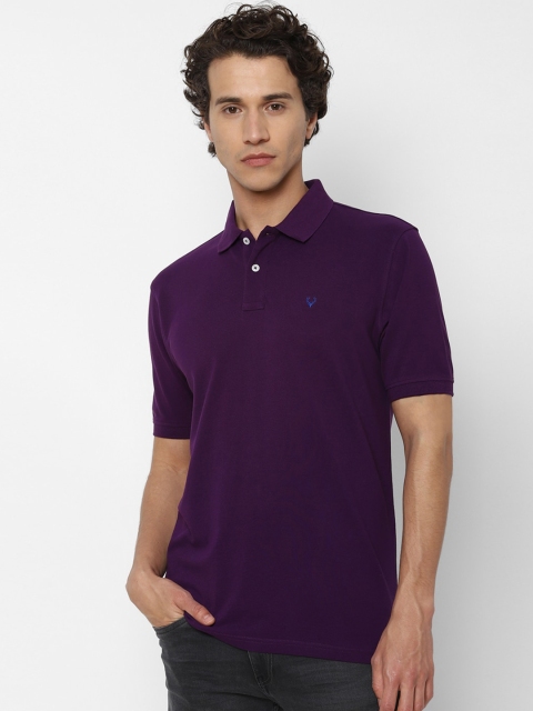 

Allen Solly Men Purple Solid Polo Collar Pure Cotton T-shirt
