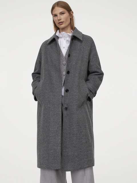 

H&M Women Grey Knee-length Coat