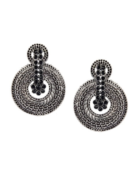 

DESI COLOUR Silver-Toned Circular Drop Earrings