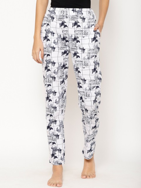 

Floret Women White & Navy Blue Printed Lounge Pants