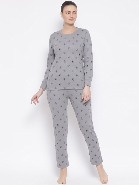 

Kanvin Women Grey & Black Printed Night Suit