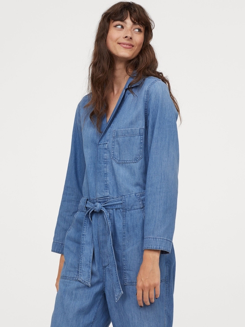 

H&M Women Blue Solid Denim Sustainable Boiler Suit