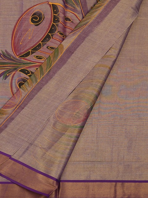 

Pothys Violet & Black Pure Cotton Printed Saree