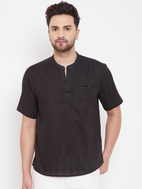 

even Men Black Striped Straight Kurta