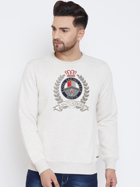 

98 Degree North Men Grey Melange Printed Sweatshirt