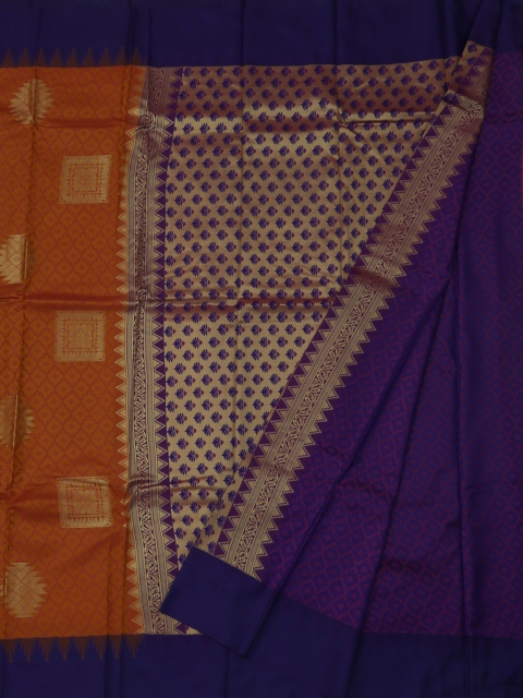 

Pothys Mustard Brown & Navy Blue Art Silk Woven Design Saree