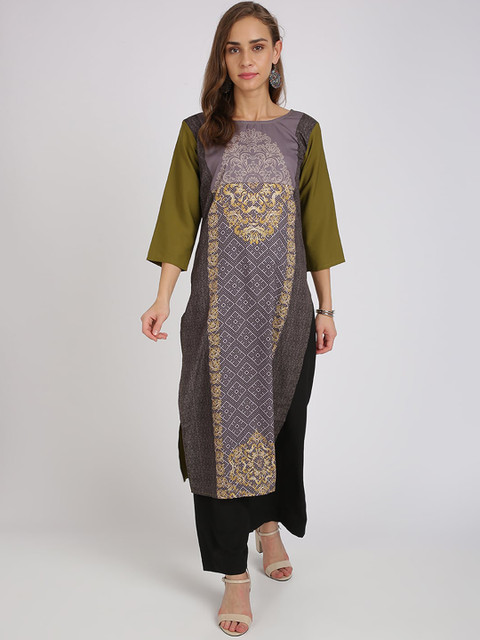 

Florence Women Green & Black Printed Kurta with Palazzos