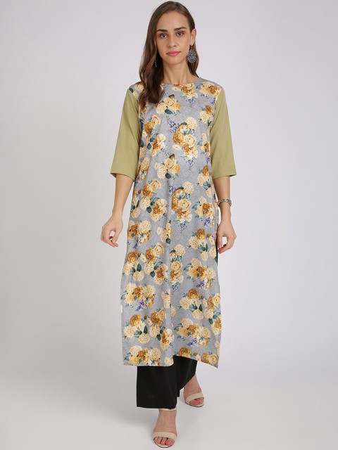 

Florence Women Grey & Beige Printed Straight Kurta