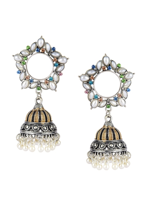 

DESI COLOUR Multicoloured Handcrafted Dome Shaped Jhumkas, Multi