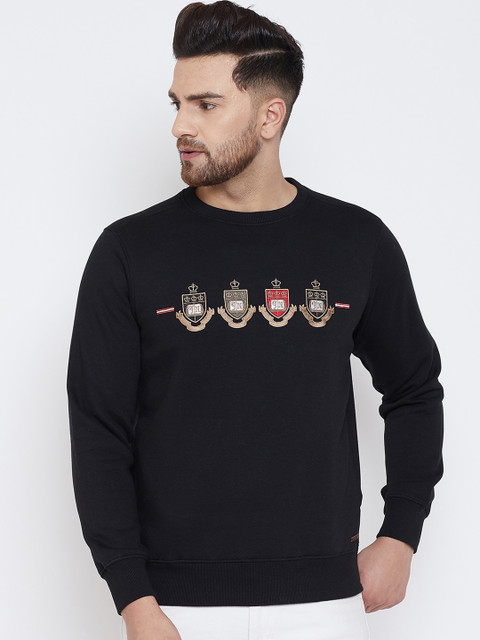 

98 Degree North Men Black Solid Sweatshirt