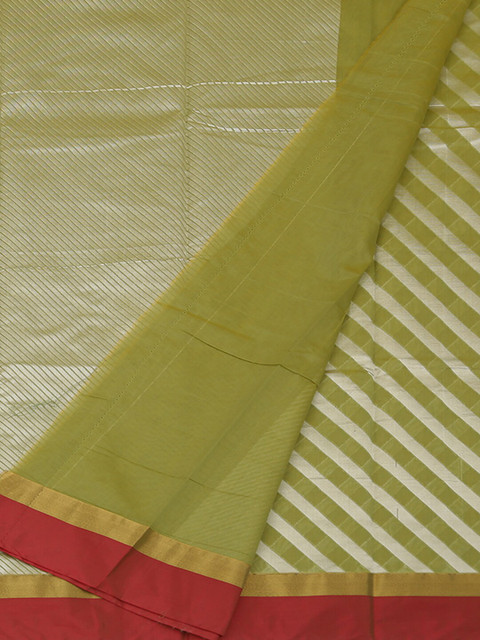 

Pothys Olive Green Striped Silk Cotton Saree